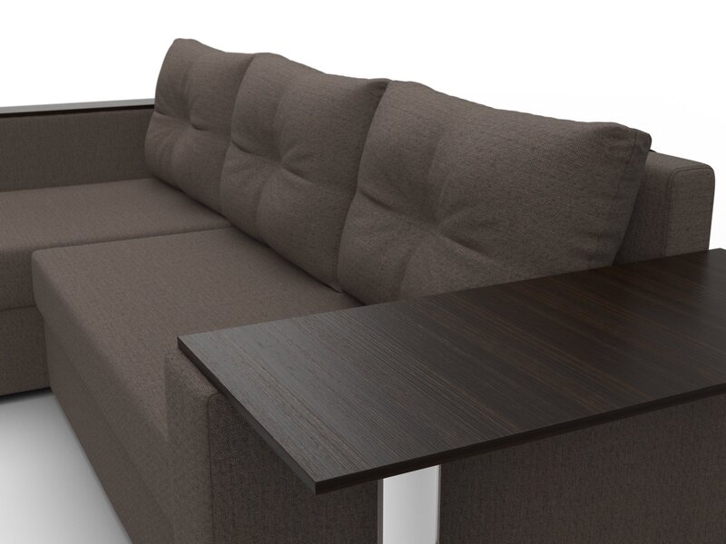 Диван угловой Атланта со столом левый угол, Рогожка, Амур 05 коричневый