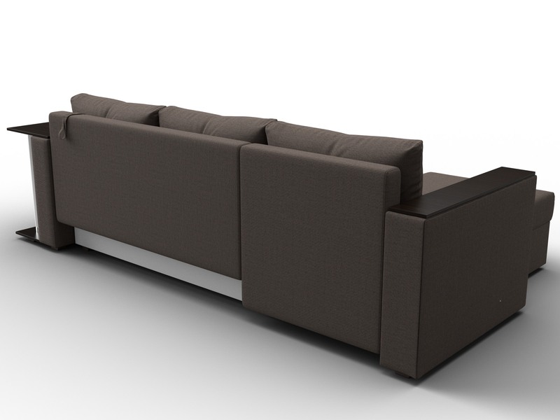 Диван угловой Атланта со столом левый угол, Рогожка, Амур 05 коричневый