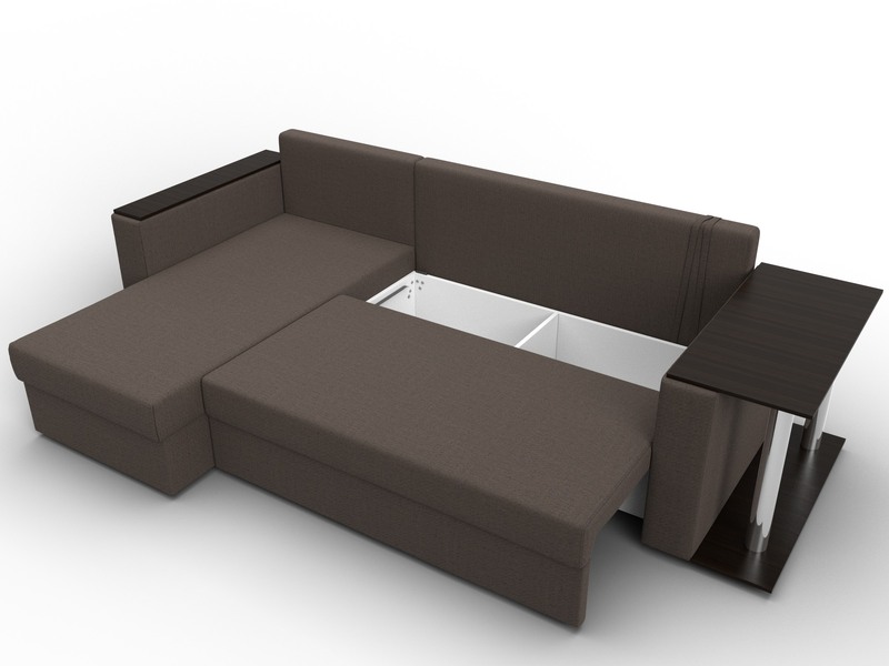 Диван угловой Атланта со столом левый угол, Рогожка, Амур 05 коричневый