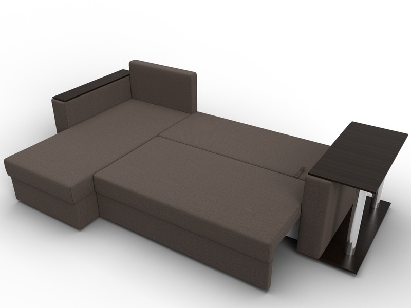 Диван угловой Атланта со столом левый угол, Рогожка, Амур 05 коричневый