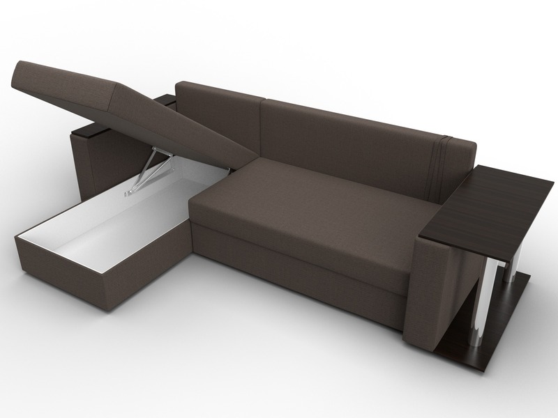 Диван угловой Атланта со столом левый угол, Рогожка, Амур 05 коричневый