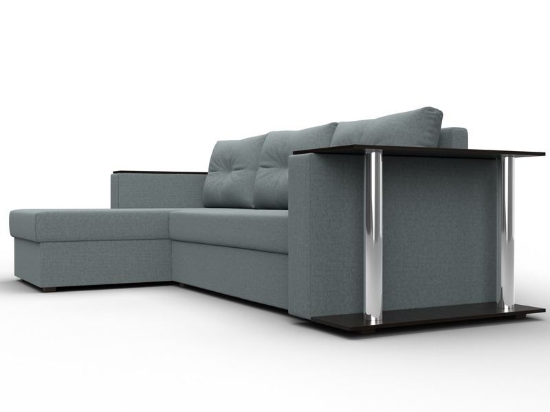 Диван угловой Атланта со столом левый угол, Рогожка, Амур 07 серый