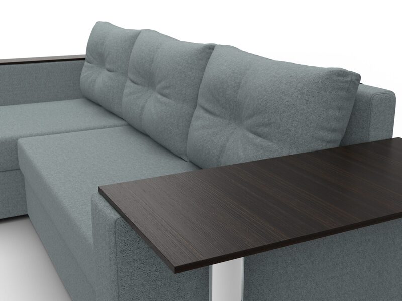 Диван угловой Атланта со столом левый угол, Рогожка, Амур 07 серый