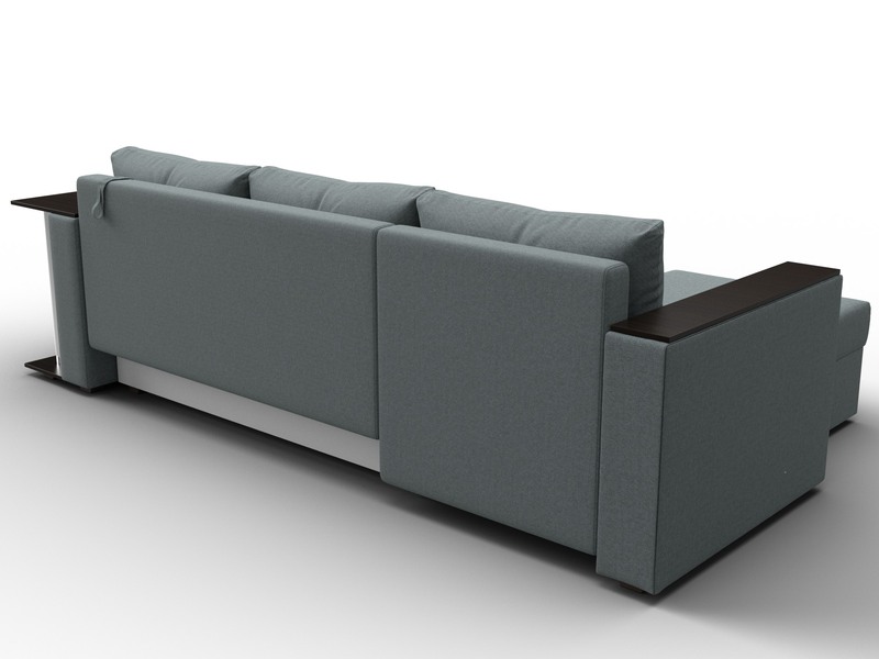 Диван угловой Атланта со столом левый угол, Рогожка, Амур 07 серый