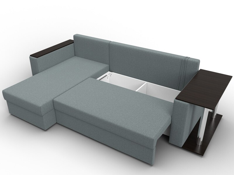 Диван угловой Атланта со столом левый угол, Рогожка, Амур 07 серый