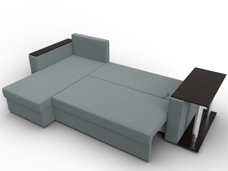 Диван угловой Атланта со столом левый угол, Рогожка, Амур 07 серый