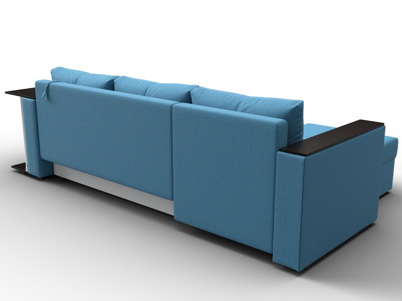 Диван угловой Атланта со столом левый угол, Рогожка, Амур 10 голубой