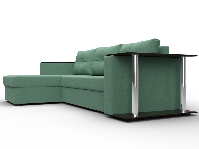 Диван угловой Атланта со столом левый угол, Рогожка, Амур 11 зеленый