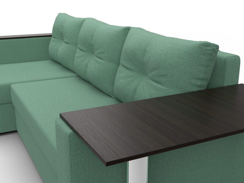 Диван угловой Атланта со столом левый угол, Рогожка, Амур 11 зеленый