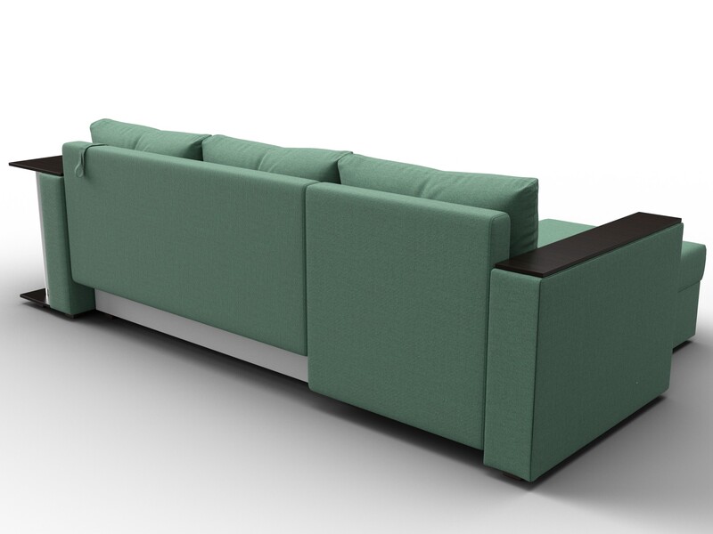 Диван угловой Атланта со столом левый угол, Рогожка, Амур 11 зеленый