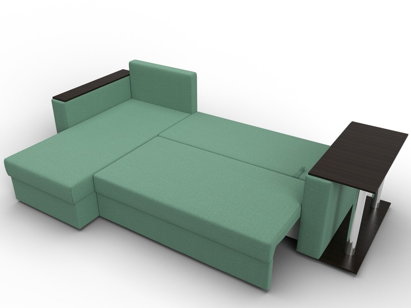 Диван угловой Атланта со столом левый угол, Рогожка, Амур 11 зеленый