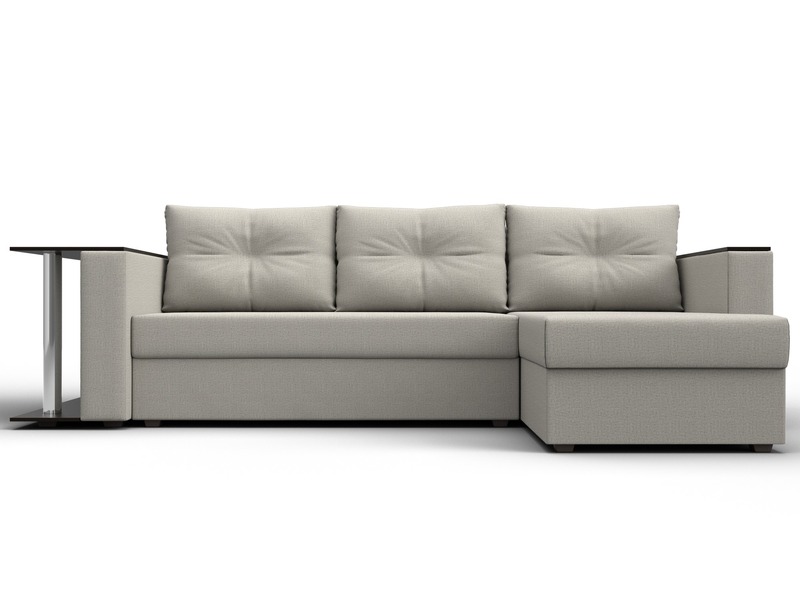 Диван угловой Атланта со столом правый угол, Рогожка, Амур 02 бежевый