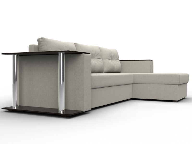 Диван угловой Атланта со столом правый угол, Рогожка, Амур 02 бежевый