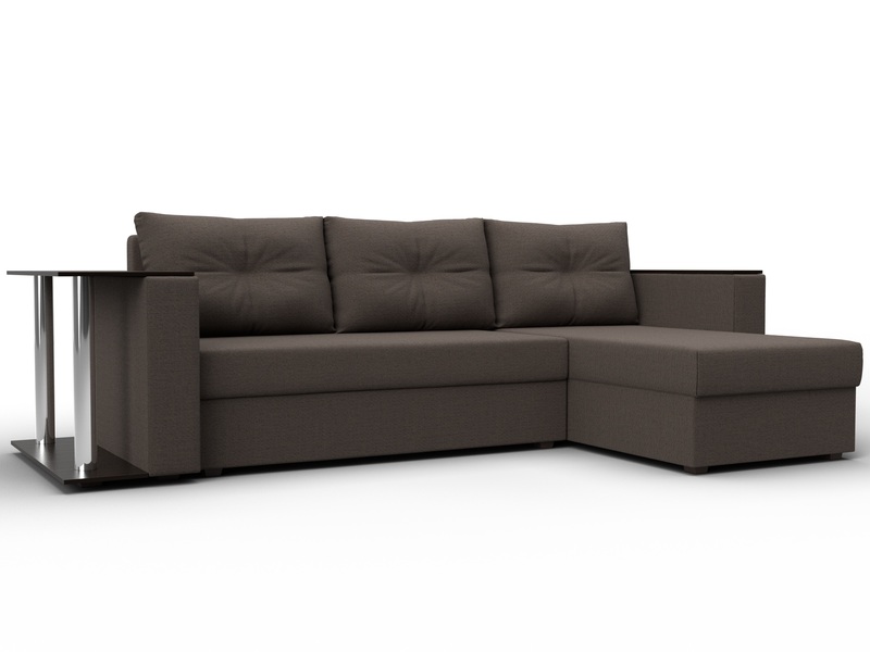 Диван угловой Атланта со столом правый угол, Рогожка, Амур 05 коричневый