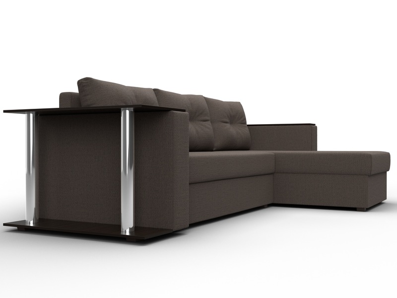 Диван угловой Атланта со столом правый угол, Рогожка, Амур 05 коричневый