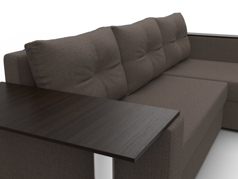 Диван угловой Атланта со столом правый угол, Рогожка, Амур 05 коричневый