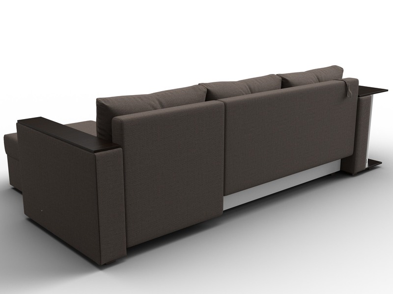 Диван угловой Атланта со столом правый угол, Рогожка, Амур 05 коричневый