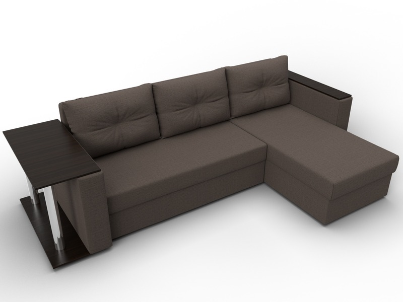 Диван угловой Атланта со столом правый угол, Рогожка, Амур 05 коричневый