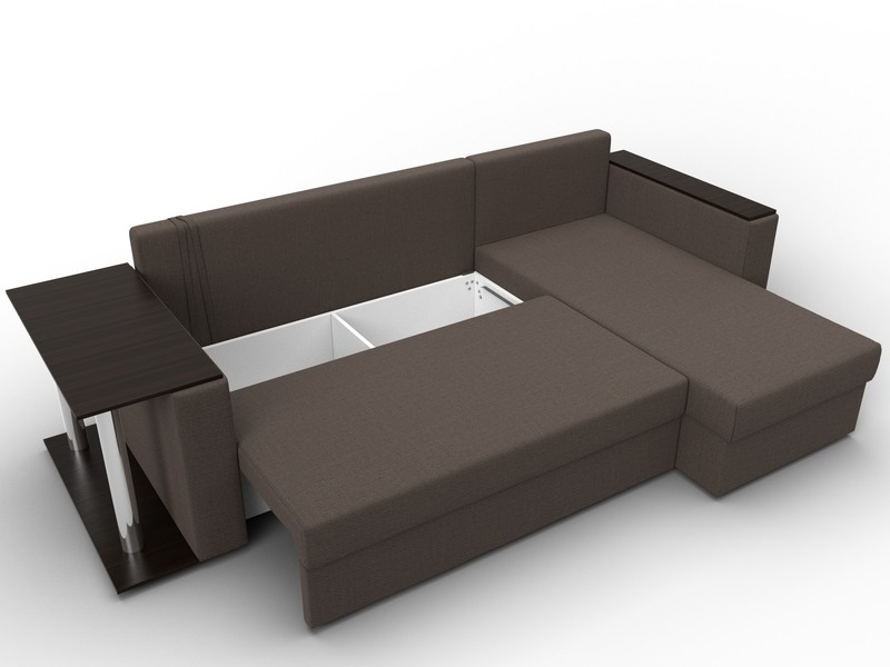 Диван угловой Атланта со столом правый угол, Рогожка, Амур 05 коричневый