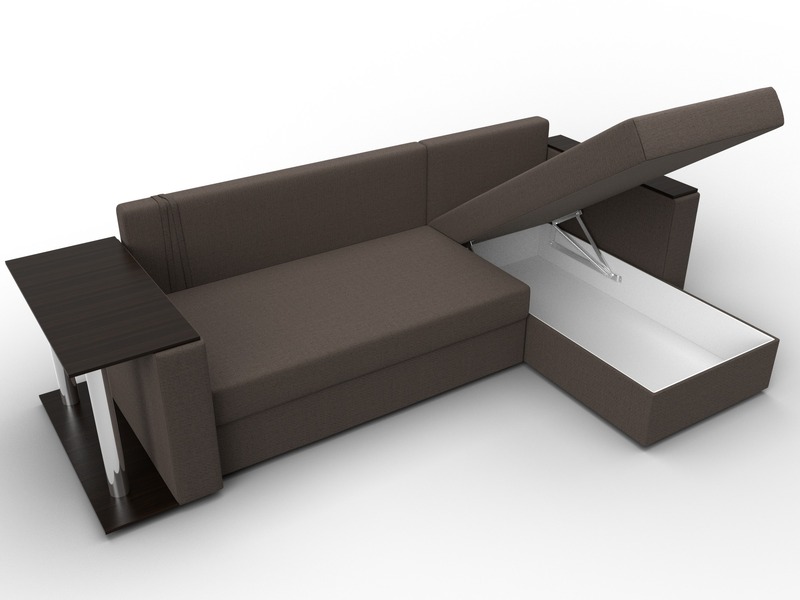 Диван угловой Атланта со столом правый угол, Рогожка, Амур 05 коричневый