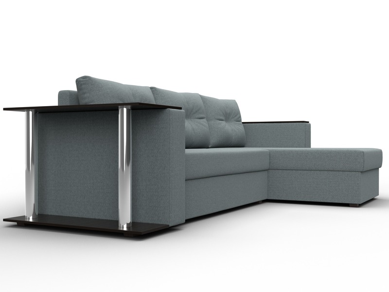 Диван угловой Атланта со столом правый угол, Рогожка, Амур 07 серый