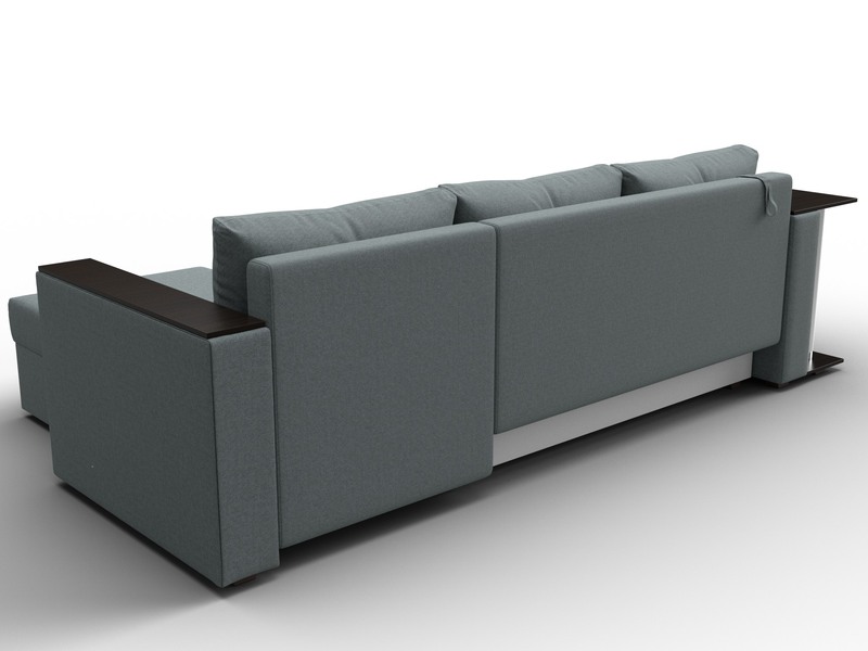 Диван угловой Атланта со столом правый угол, Рогожка, Амур 07 серый