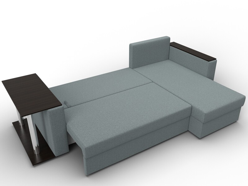 Диван угловой Атланта со столом правый угол, Рогожка, Амур 07 серый