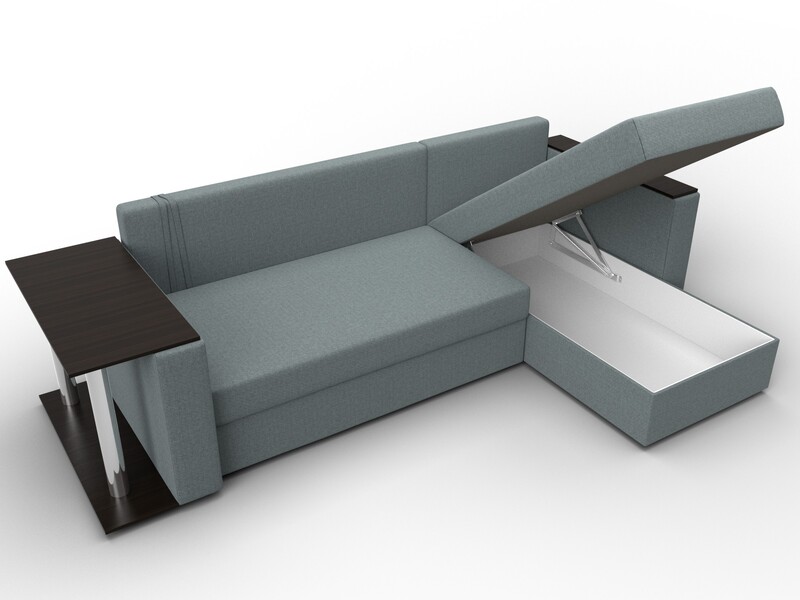 Диван угловой Атланта со столом правый угол, Рогожка, Амур 07 серый