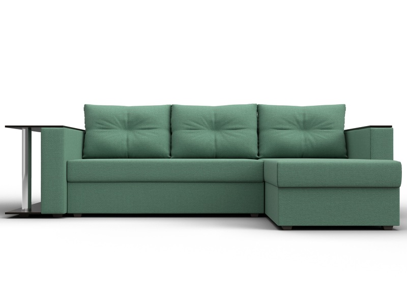 Диван угловой Атланта со столом правый угол, Рогожка, Амур 11 зеленый