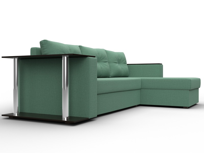 Диван угловой Атланта со столом правый угол, Рогожка, Амур 11 зеленый