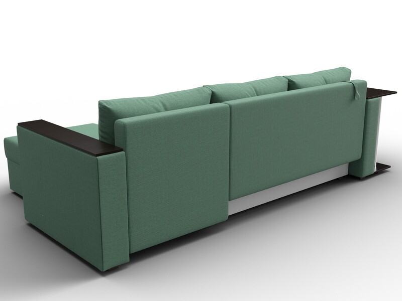 Диван угловой Атланта со столом правый угол, Рогожка, Амур 11 зеленый