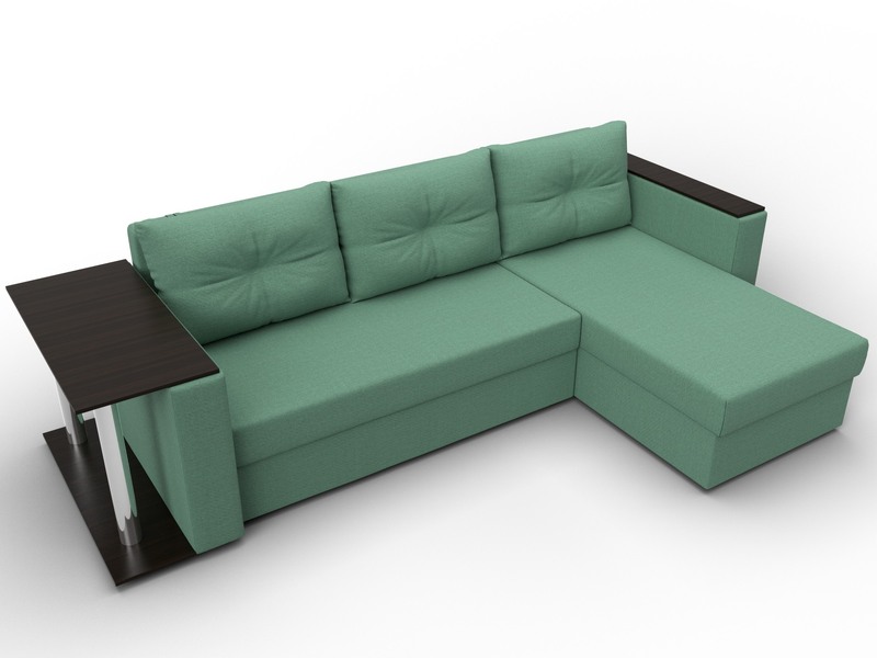 Диван угловой Атланта со столом правый угол, Рогожка, Амур 11 зеленый