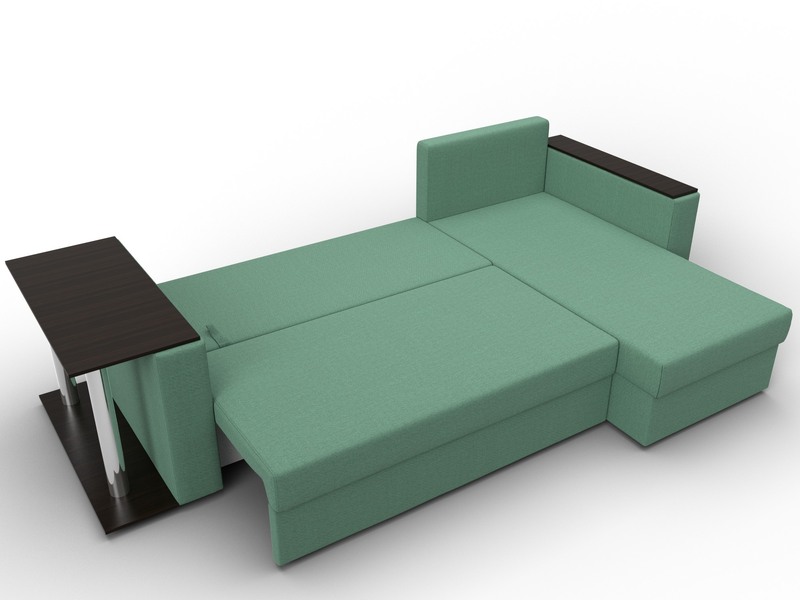 Диван угловой Атланта со столом правый угол, Рогожка, Амур 11 зеленый