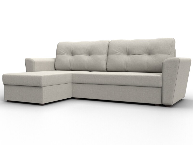 Диван угловой Амстердам Лайт левый угол, Рогожка, Амур 02 бежевый