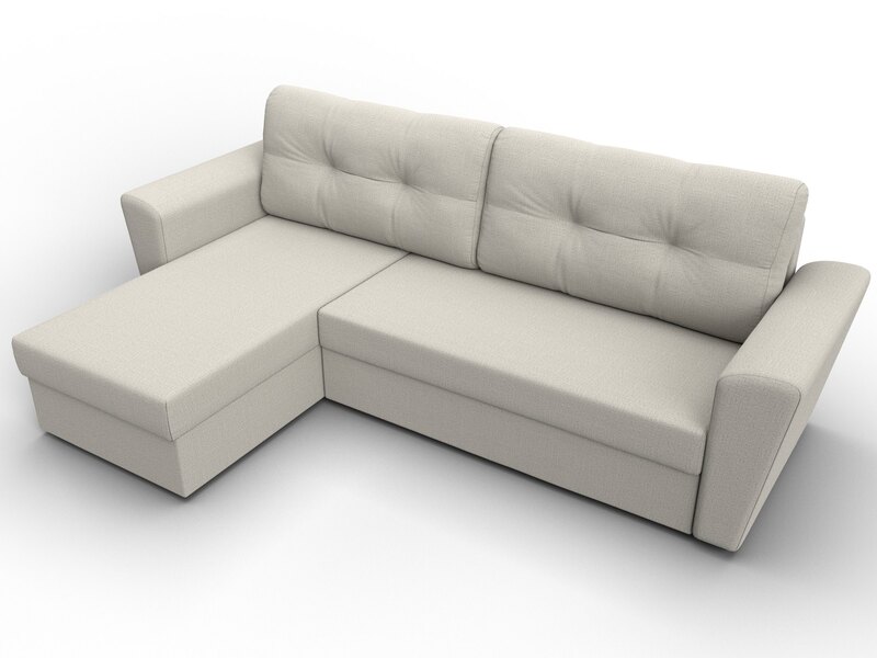 Диван угловой Амстердам Лайт левый угол, Рогожка, Амур 02 бежевый