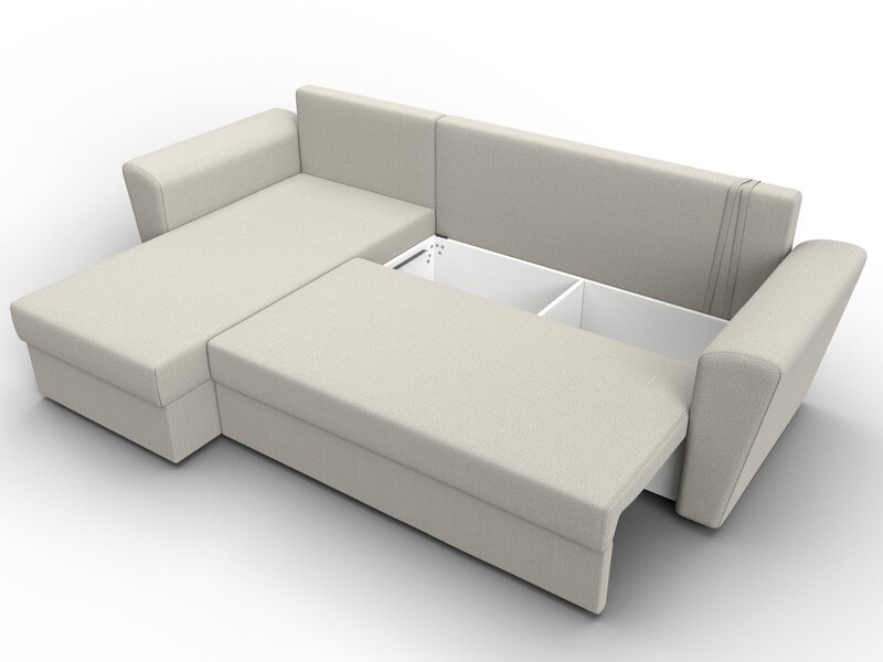 Диван угловой Амстердам Лайт левый угол, Рогожка, Амур 02 бежевый