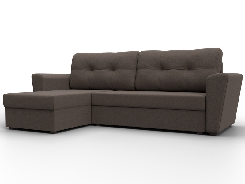 Диван угловой Амстердам Лайт левый угол, Рогожка, Амур 05 коричневый