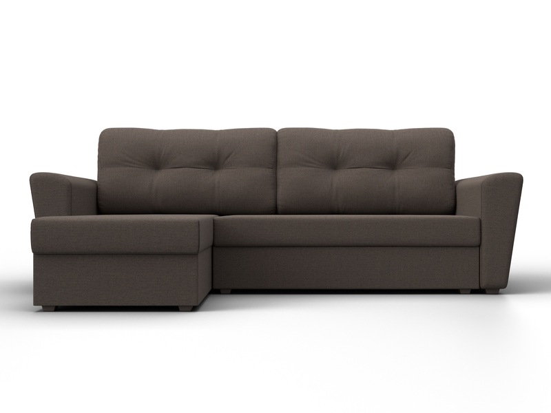 Диван угловой Амстердам Лайт левый угол, Рогожка, Амур 05 коричневый