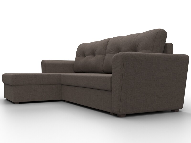 Диван угловой Амстердам Лайт левый угол, Рогожка, Амур 05 коричневый