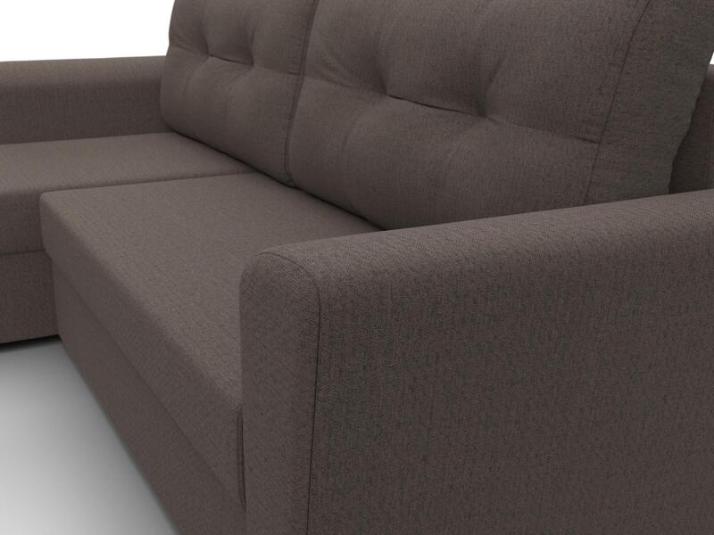 Диван угловой Амстердам Лайт левый угол, Рогожка, Амур 05 коричневый