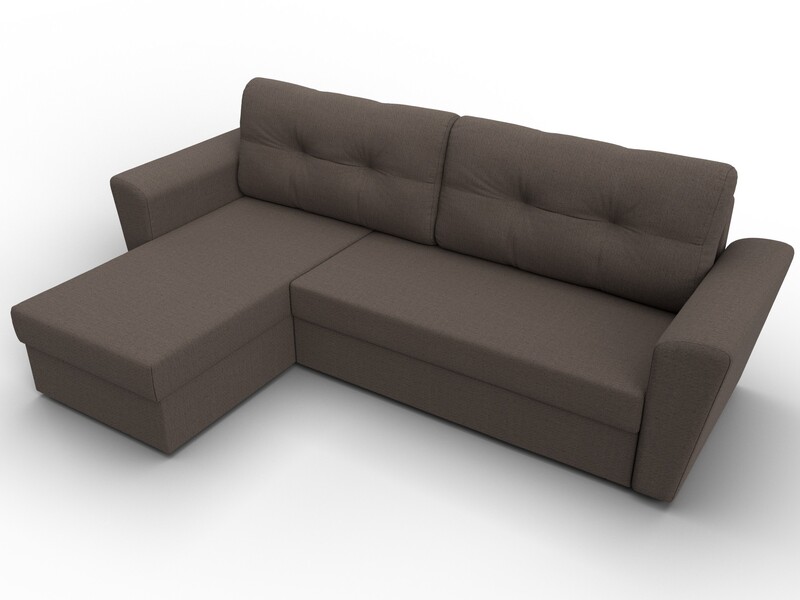 Диван угловой Амстердам Лайт левый угол, Рогожка, Амур 05 коричневый