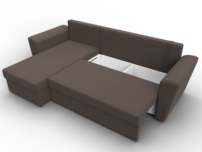 Диван угловой Амстердам Лайт левый угол, Рогожка, Амур 05 коричневый