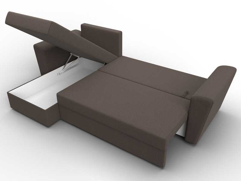 Диван угловой Амстердам Лайт левый угол, Рогожка, Амур 05 коричневый