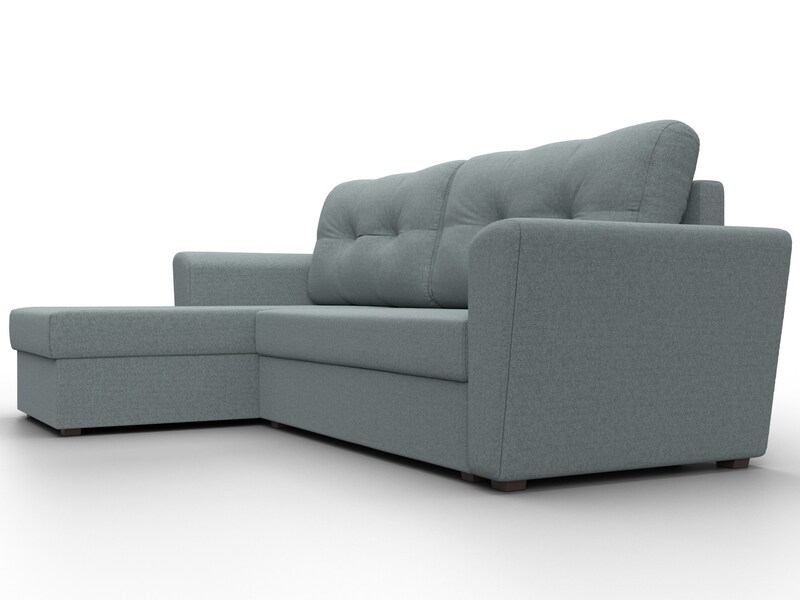 Диван угловой Амстердам Лайт левый угол, Рогожка, Амур 07 серый