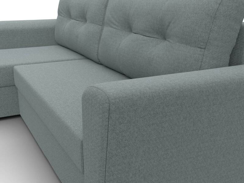 Диван угловой Амстердам Лайт левый угол, Рогожка, Амур 07 серый