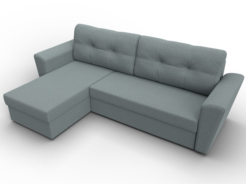 Диван угловой Амстердам Лайт левый угол, Рогожка, Амур 07 серый