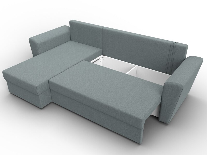 Диван угловой Амстердам Лайт левый угол, Рогожка, Амур 07 серый