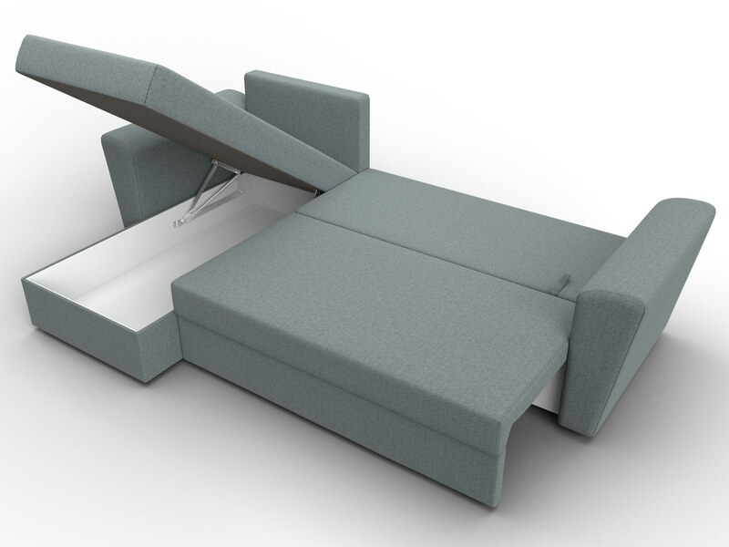 Диван угловой Амстердам Лайт левый угол, Рогожка, Амур 07 серый