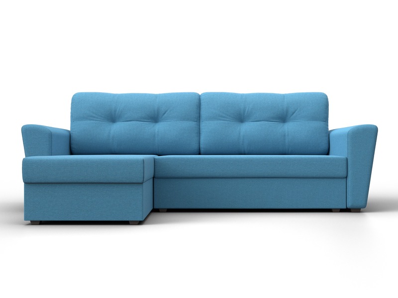 Диван угловой Амстердам Лайт левый угол, Рогожка, Амур 10 голубой