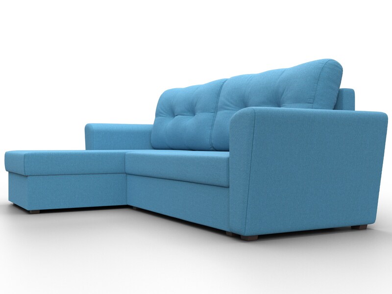 Диван угловой Амстердам Лайт левый угол, Рогожка, Амур 10 голубой